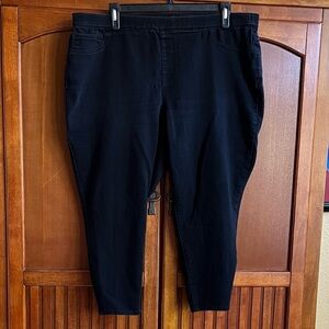 1822 Denim Black Pull On Ankle Skinny Jeans